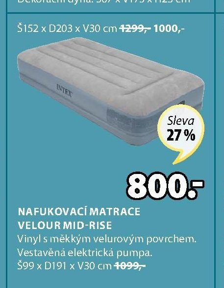 NAFUKOVACÍ MATRACE VELOUR MID-RISE