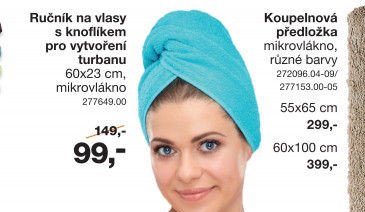 Ručník na vlasy s knoflíkem pro vytvoření turbanu