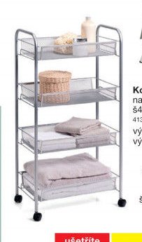 Kovový regál na kolečkách