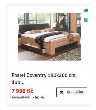 Postel Coventry 180x200 cm, dub...