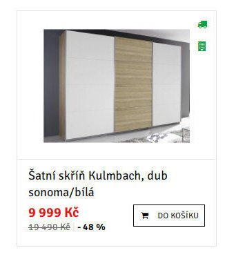 Šatní skříň Kulmbach, dub sonoma/bílá