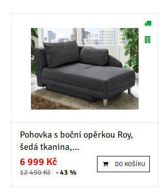 Pohovka s boční opěrkou Roy, šedá tkanina,...