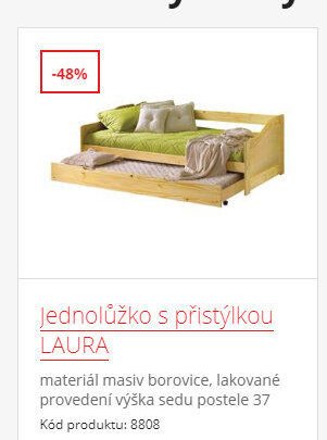 Jednolůžko s přistýlkou LAURA