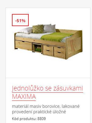 Jednolůžko se zásuvkami MAXIMA