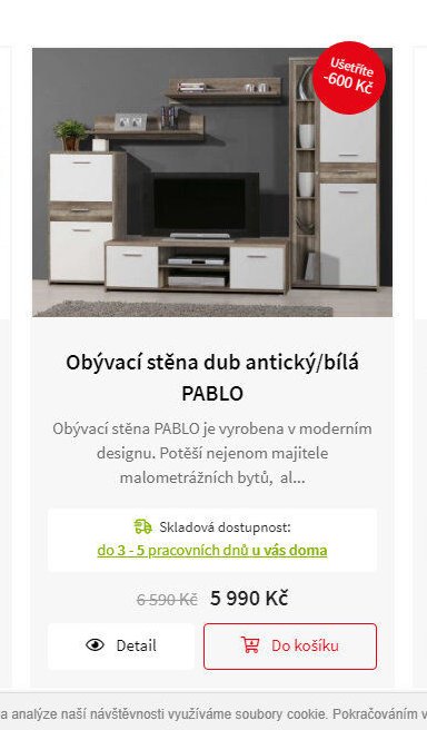 Obývací stěna dub antický/bílá PABLO