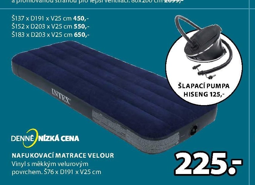 NAFUKOVACÍ MATRACE VELOUR