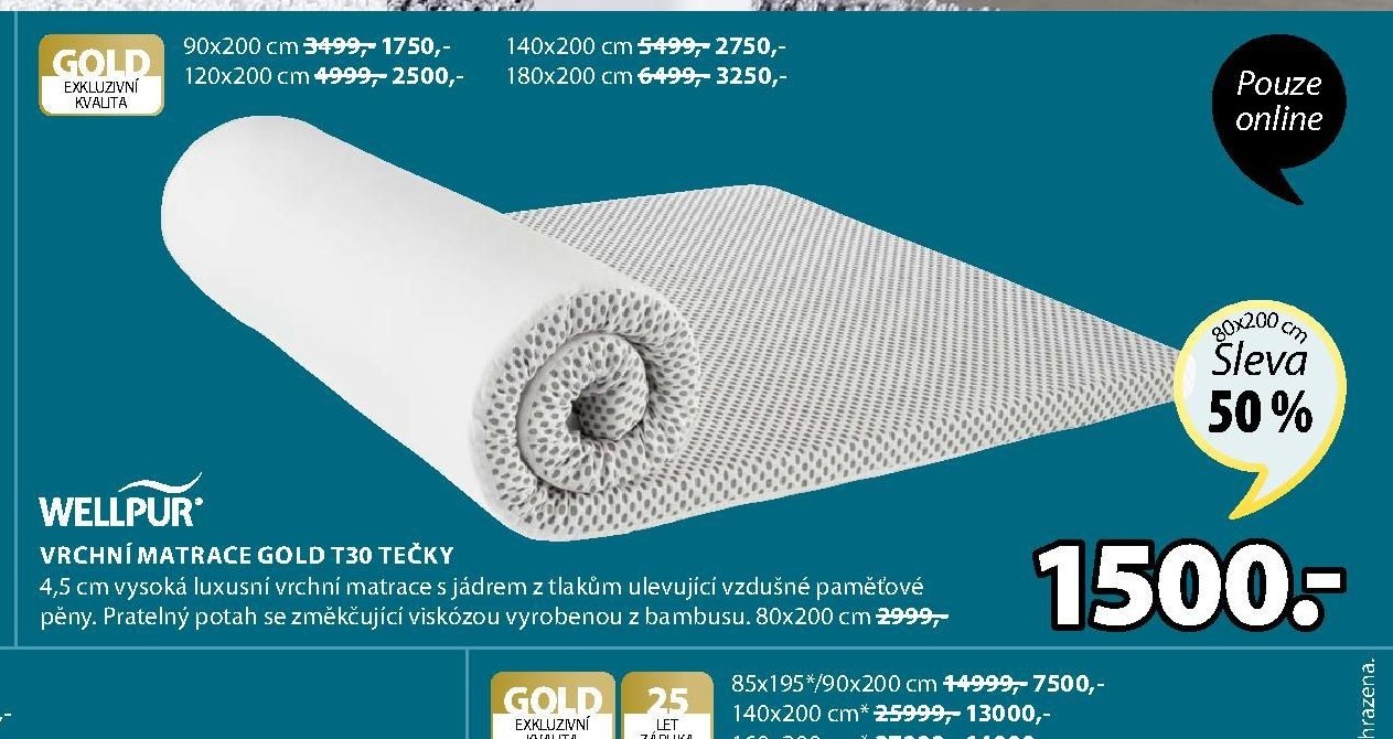 Vrchní matrace GOLD T30 TEČKY