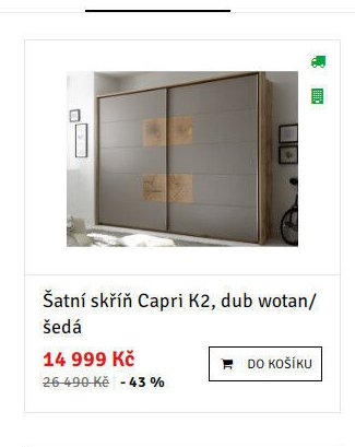 Šatní skříň Capri K2, dub wotan/šedá