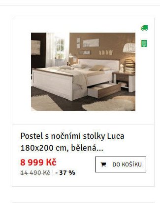 Postel s nočními stolky Luca 180x200 cm, bělená...