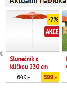 Slunečník s kličkou 230 cm