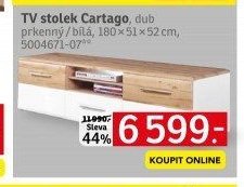 TV stolek Cartago, dub prkenný/bílá, 180x51x52 cm