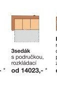 3sedák s područkou, rozkládací