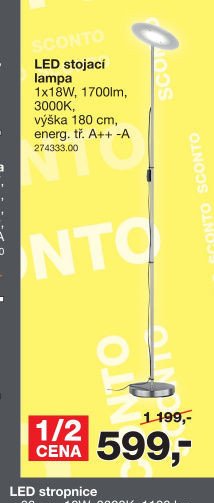 LED stojací lampa 180 cm