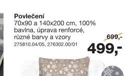Povlečení 70x90 a 140x200 cm, 100% bavlna, úprava renforcé