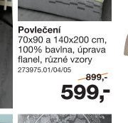 Povlečení 70x90 a 140x200 cm, 100% bavlna, úprava flanel