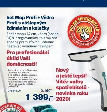 Set Mop Profi + Vědro Profi s nášlapným ždímáním s kolečky