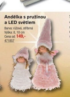 Andělka s pružinou a LED světlem