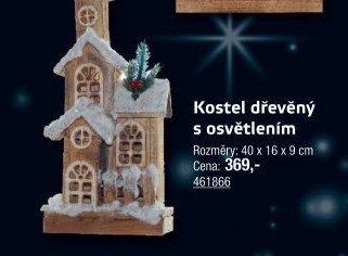 Kostel dřevěný s osvětlením