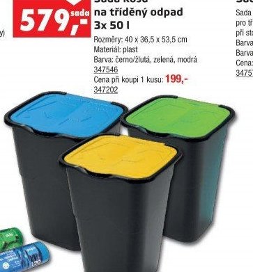 Sada košů na tříděný odpad 3x 50 l