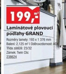 Laminátové plovoucí podlahy GRAND