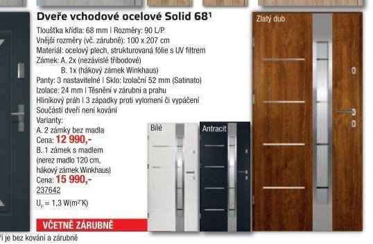 Dveře vchodové ocelové Solid 68