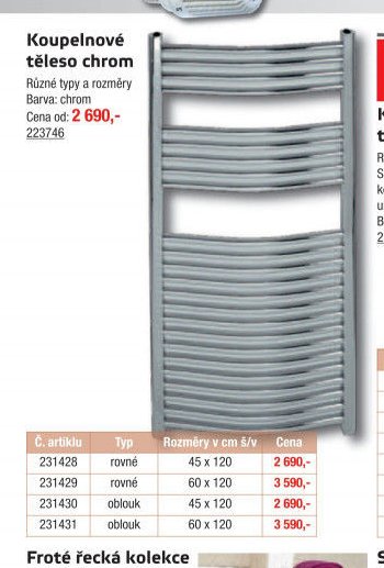 Koupelnové těleso chrom