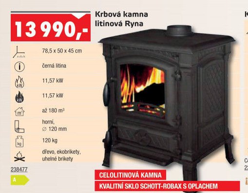 Krbová kamna litinová Ryna