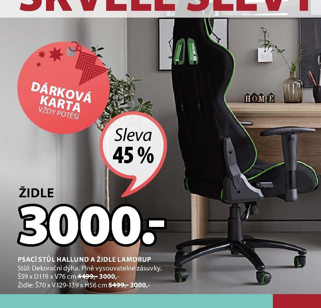 Psací stůl HALLUND a židle LAMDRUP