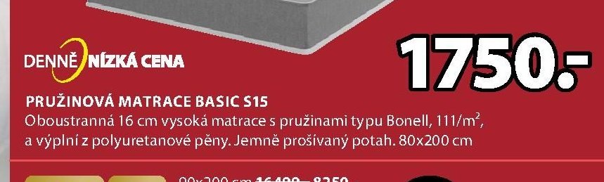 PRUŽINOVÁ MATRACE BASIC S15