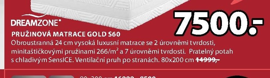 PRUŽINOVÁ MATRACE GOLD S60