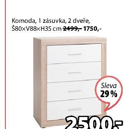 Komoda, 1 zásuvka, 2 dveře, Š80xV88xH35 cm