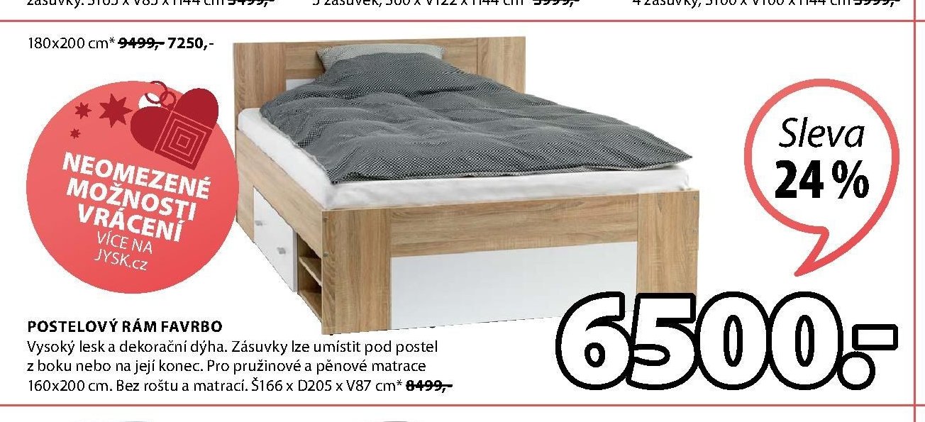 Postelový rám FAVRBO, Š166 x D205 x V87 cm