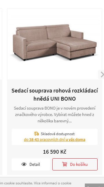 Sedací souprava rohová rozkládací hnědá UNI BONO