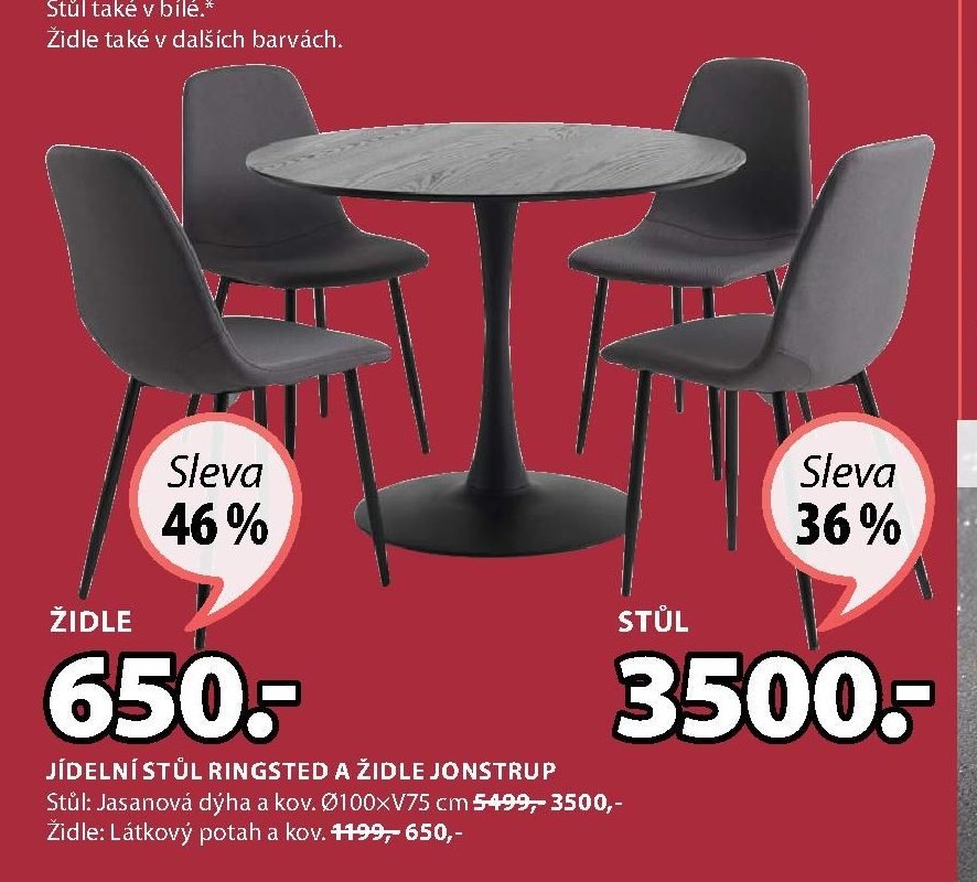 JÍDELNÍ STŮL RINGSTED A ŽIDLE JONSTRUP