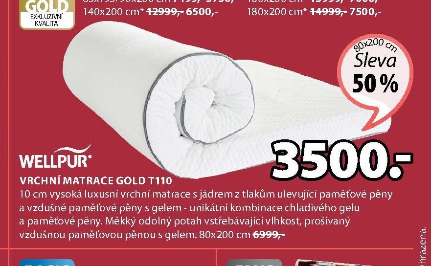 VRCHNÍ MATRACE GOLD T110