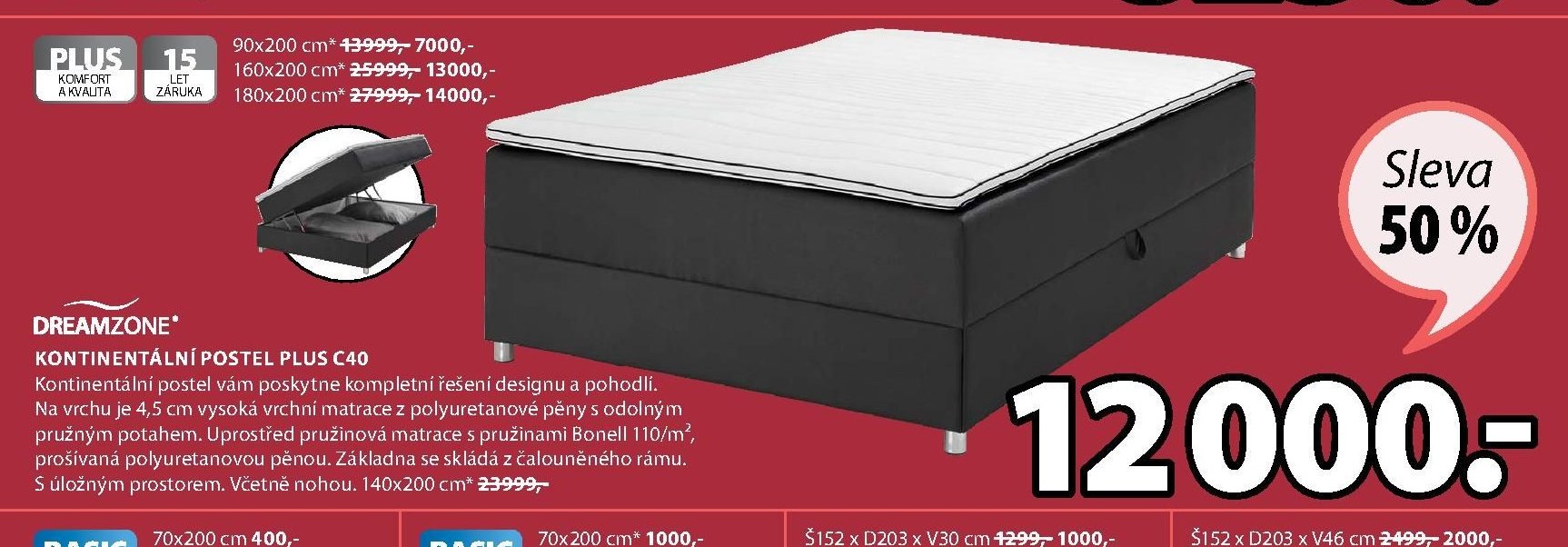 KONTINENTÁLNÍ POSTEL PLUS C40