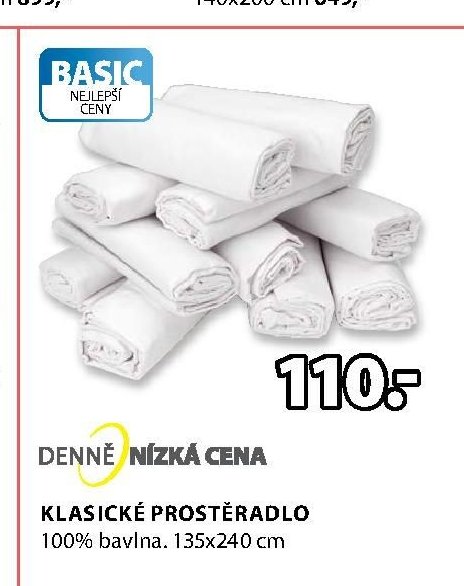 KLASICKÉ PROSTĚRADLO 100% bavlna. 135x240 cm