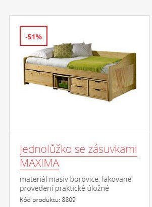 Jednolůžko se zásuvkami MAXIMA