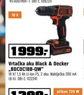 Vrtačka aku Black & Decker BDCDC18B-QW