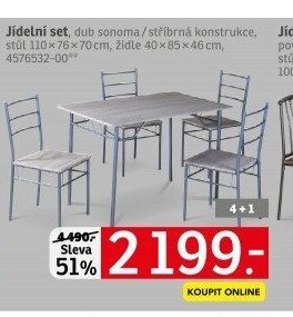 Jídelní set, dub sonoma / stříbrná konstrukce