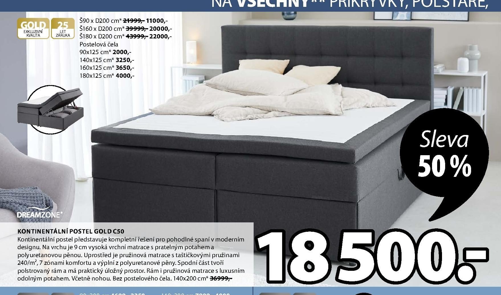 Kontinentální postel GOLD C50