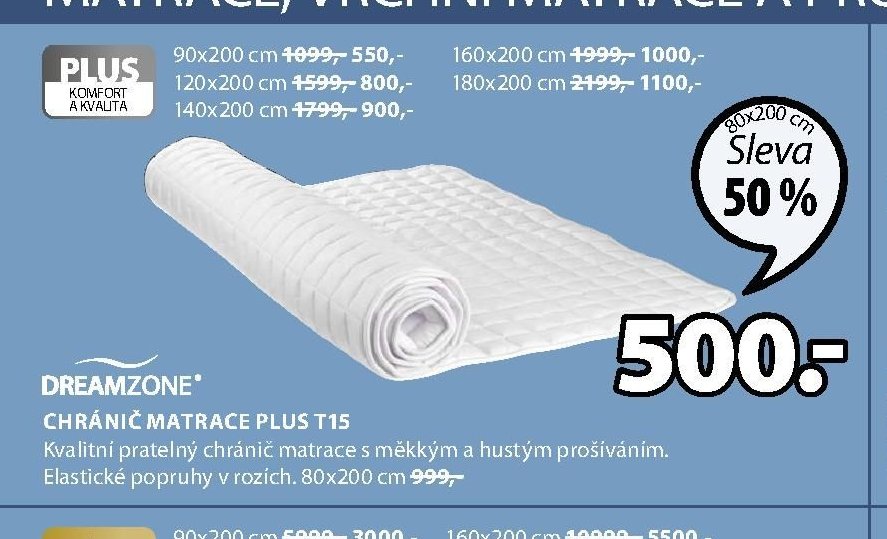 DREAMZONE CHRÁNIČ MATRACE PLUS T15