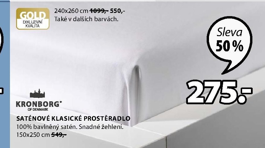 SATÉNOVÉ KLASICKÉ PROSTĚRADLO