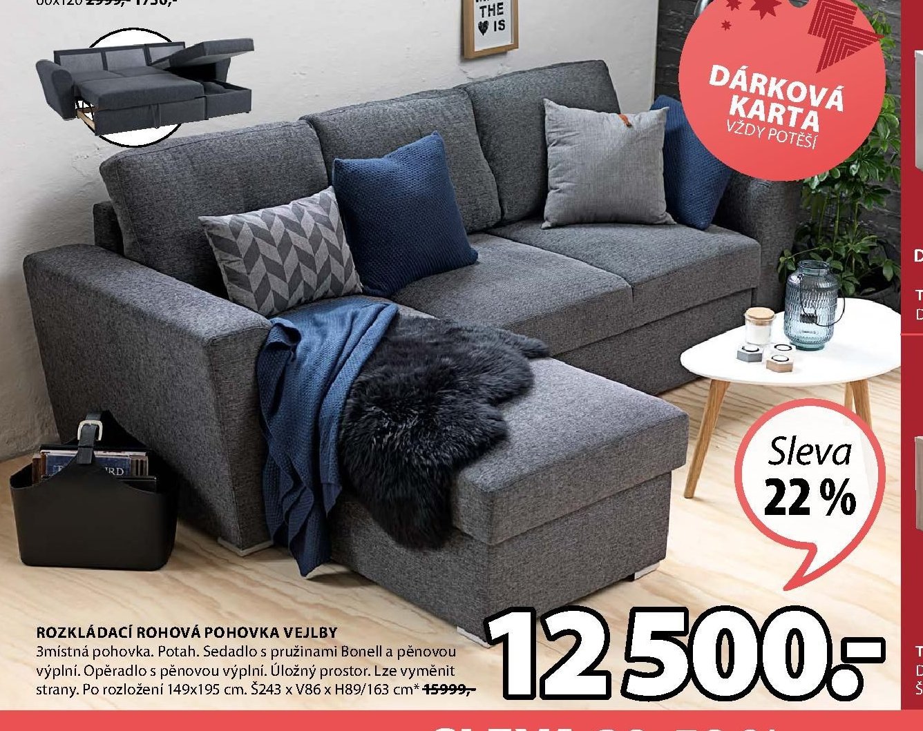 ROZKLÁDACÍ ROHOVÁ POHOVKA VEJLBY
