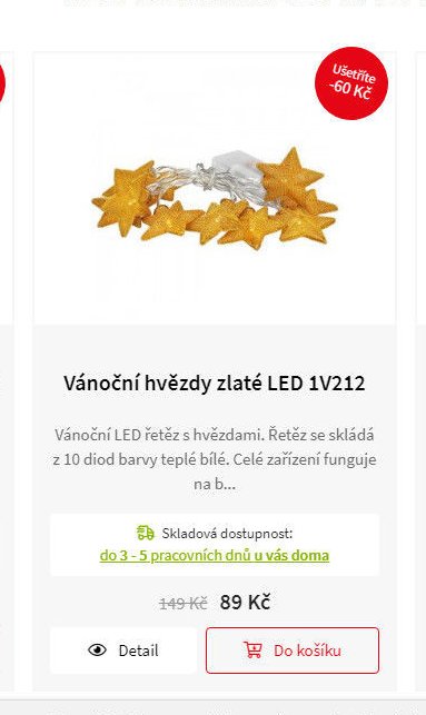 Vánoční hvězdy zlaté LED 1V212