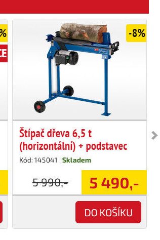 Štípač dřeva 6,5 t (horizontální) + podstavec