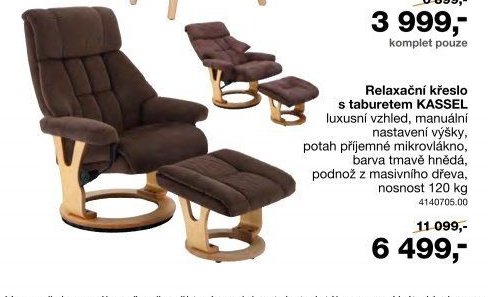 Relaxační křeslo s taburetem KASSEL