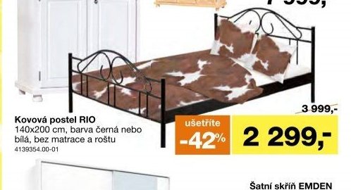 Kovová postel RIO