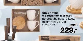 Sada hrnků s podšálkem a lžičkou