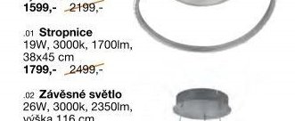 Stropnice 19W, 3000k, 2350lm, 38x45 cm